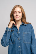 Bella Ls Short Dress - Medium Blue Denim