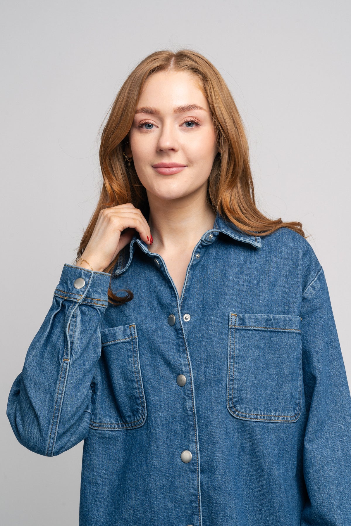 Bella Ls Short Dress - Medium Blue Denim
