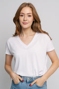 Fenya Modal V Neck Tee - Optical Snow
