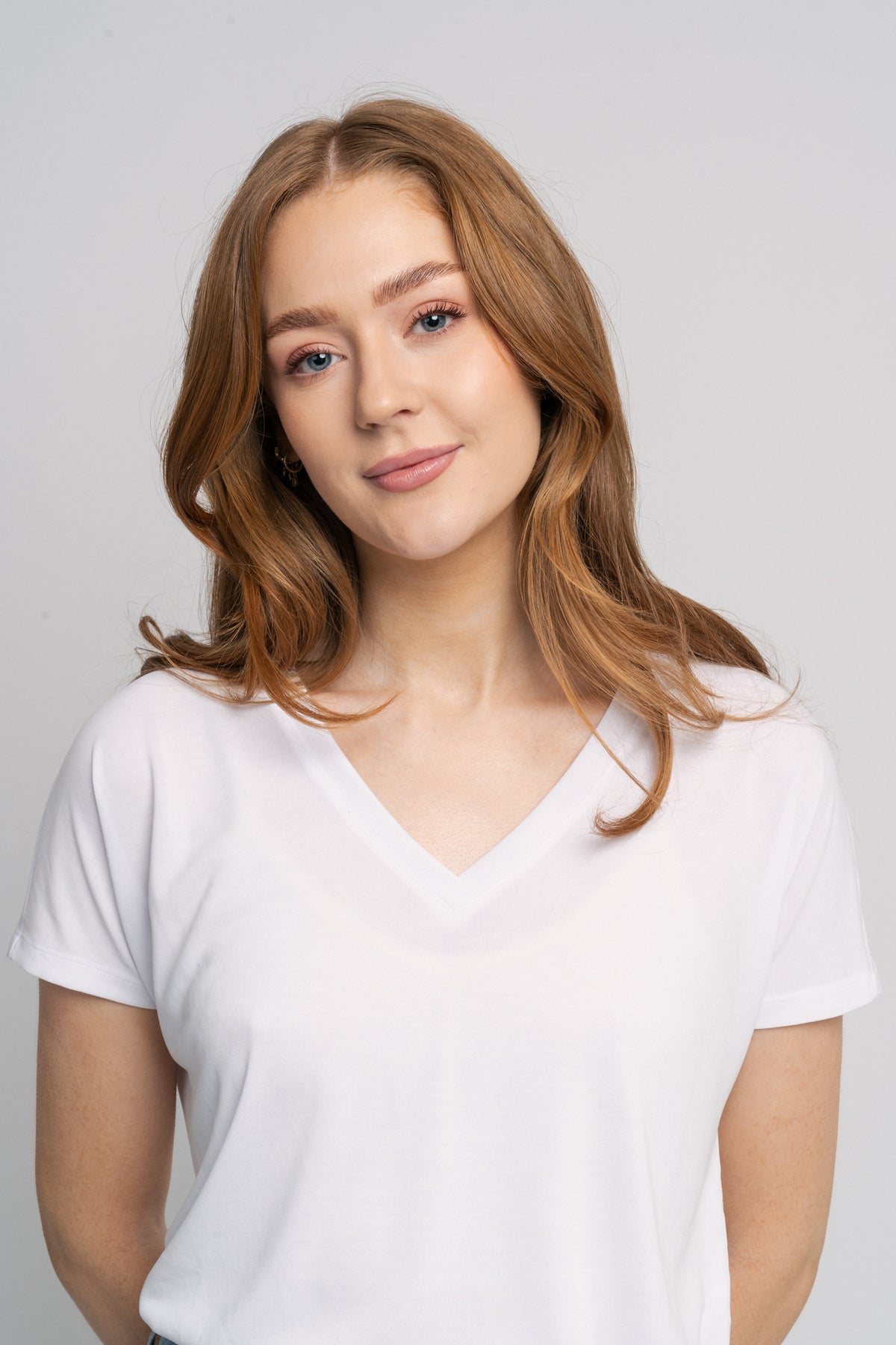 Fenya Modal V Neck Tee - Optical Snow