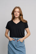 Fenya Modal V Neck Tee - Black