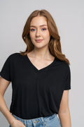 Fenya Modal V Neck Tee - Black