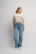 Maline-Liliana 2/4 Knit O-Neck - Birch Greige