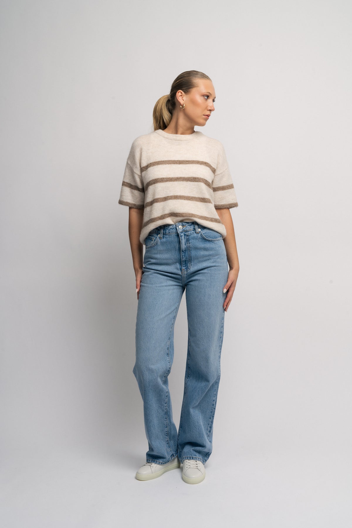 Maline-Liliana 2/4 Knit O-Neck - Birch Greige