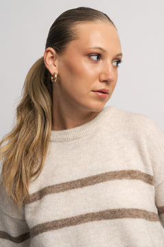 Maline-Liliana 2/4 Knit O-Neck - Birch Greige
