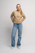 Sia Ras Ls Knit Zipper Cardigan - Humus Melange