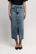 VikaCC Asym Slit Skirt - Denim blue
