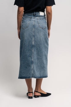 VikaCC Asym Slit Skirt - Denim blue