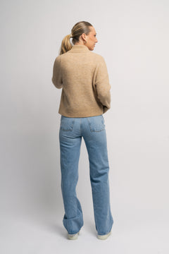 Sia Ras Ls Knit Zipper Cardigan - Humus Melange