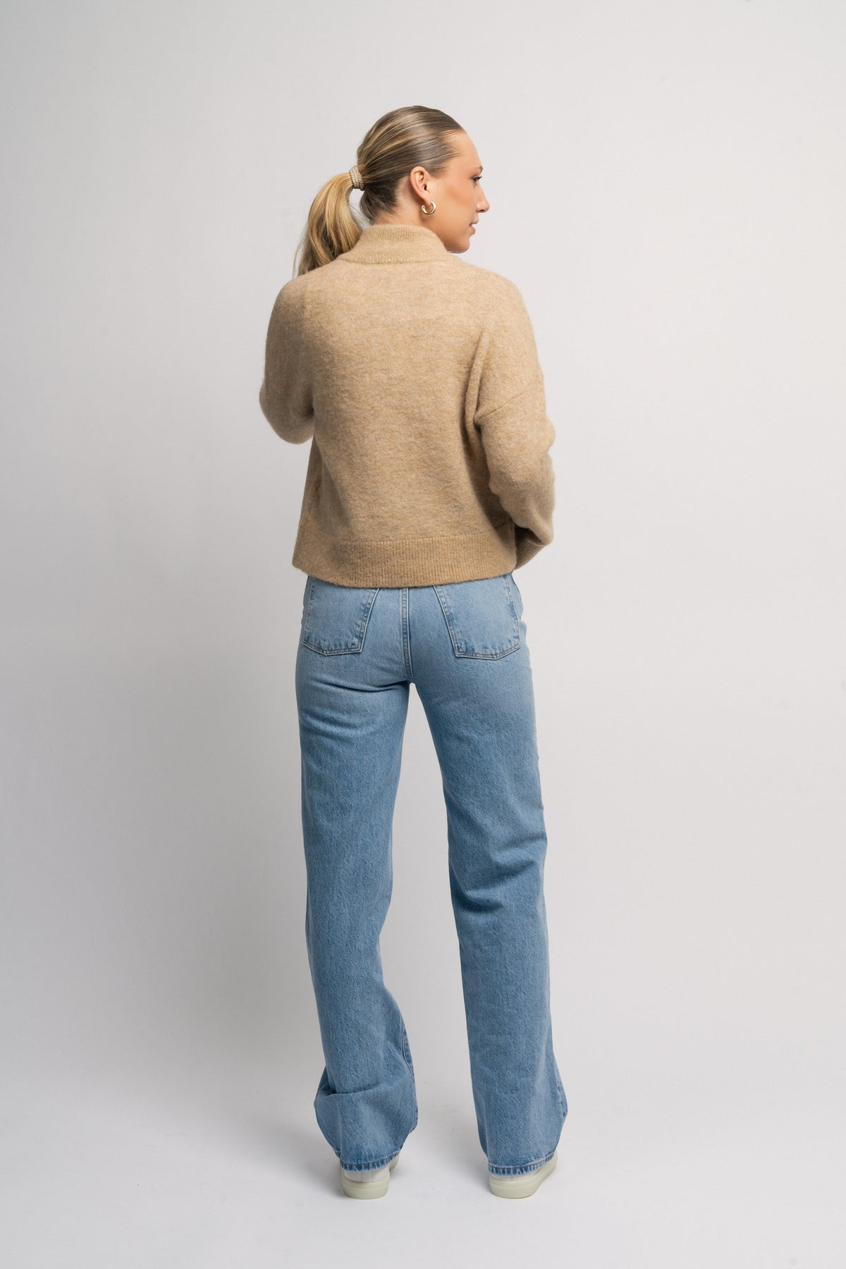 Sia Ras Ls Knit Zipper Cardigan - Humus Melange