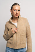 Sia Ras Ls Knit Zipper Cardigan - Humus Melange