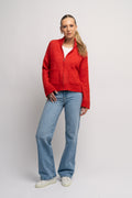 Sia Ras Ls Knit Zipper Cardigan - Flame Scarlet Melange