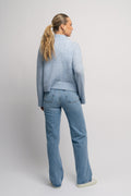 Sia Ras Ls Knit Zipper Kofta - Cashmere Blue Melange