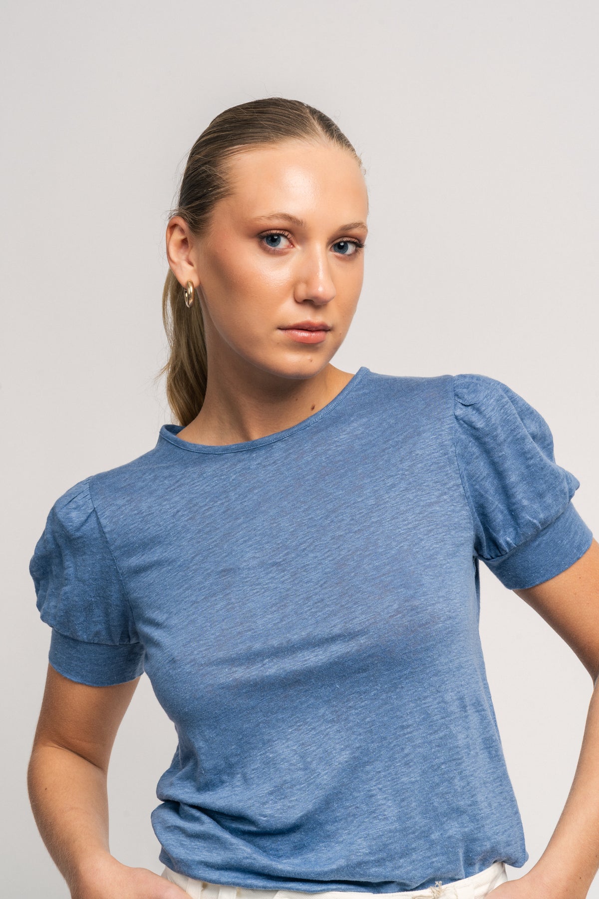 Madeleine Linen Tee - Jeans Blue