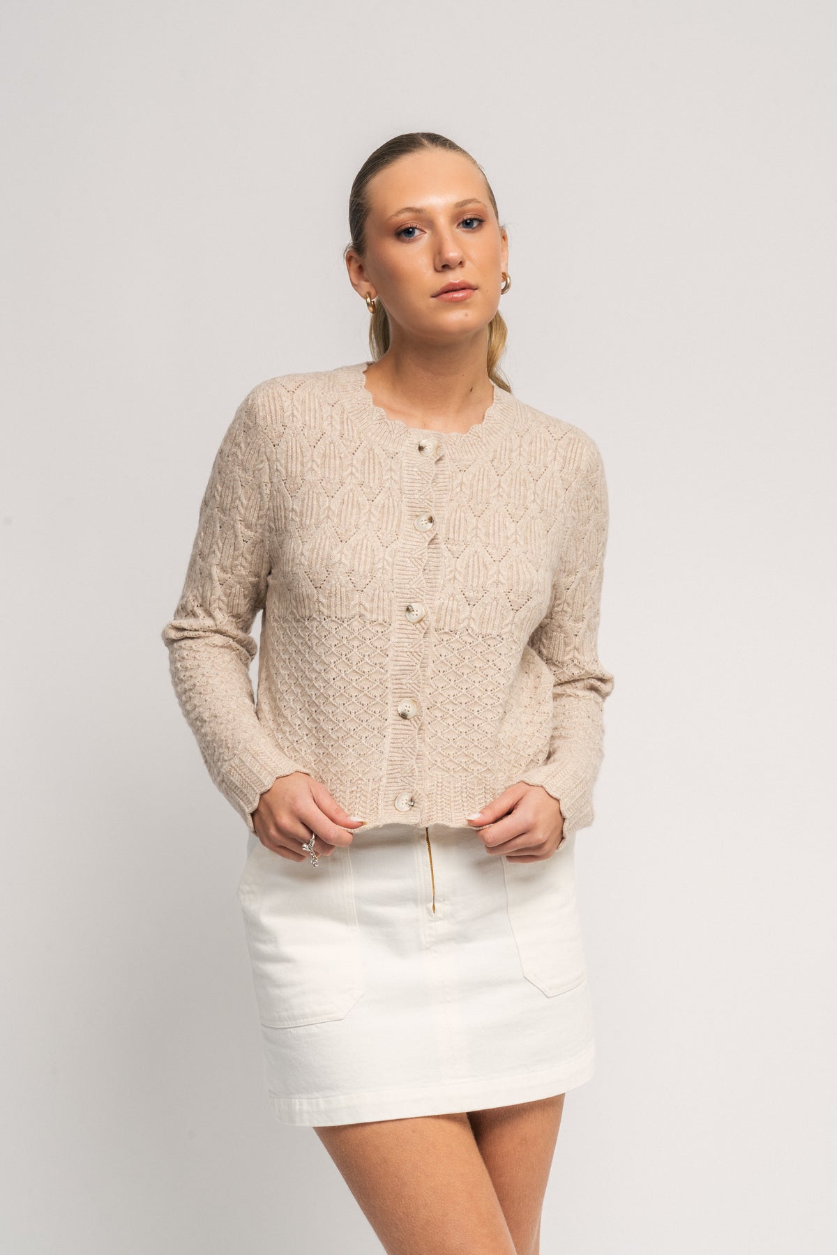 PointelleCC Cardigan - Bone