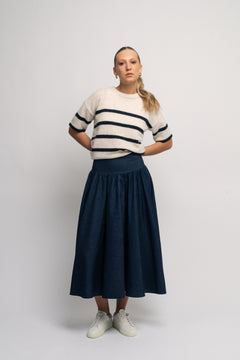 Denim Skirt - Dark Blue Denim