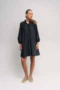 Poplin Bohemian Demi Dress - Black