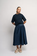 Maline-Liliana 2/4 Knit O-Neck - Dark Sapphire Melange
