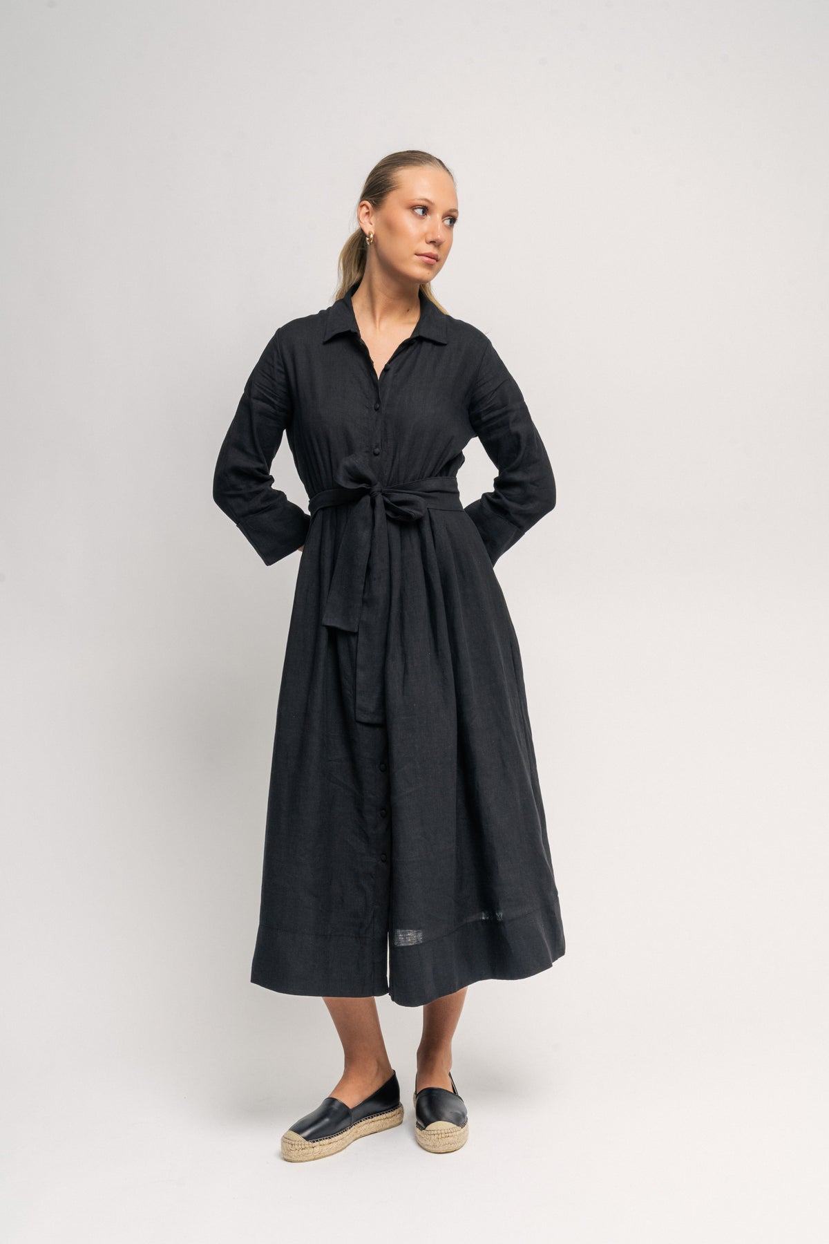 Marja Linen Dress - Black