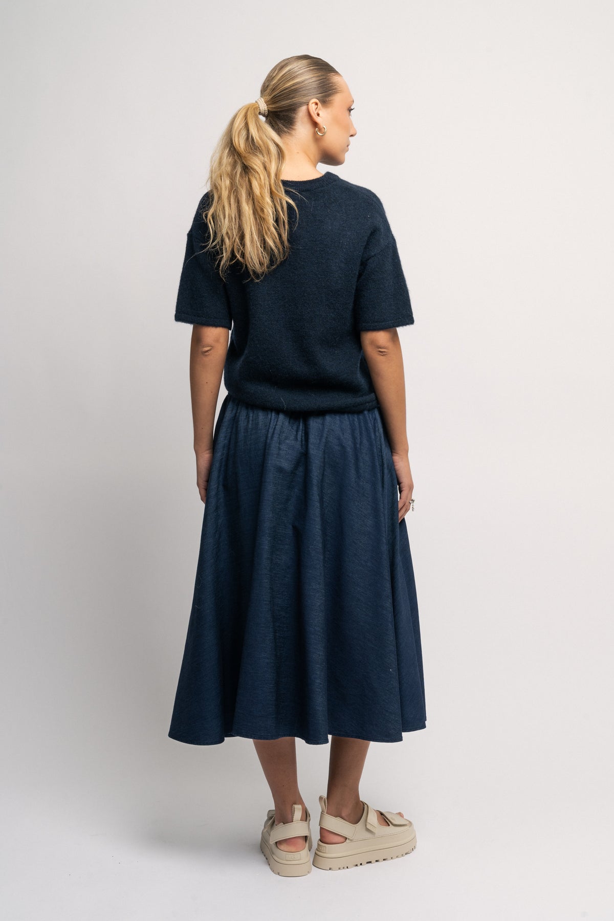 Maline-Liliana 2/4 Knit O-Neck - Dark Sapphire Melange