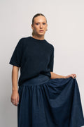 Maline-Liliana 2/4 Knit O-Neck - Dark Sapphire Melange