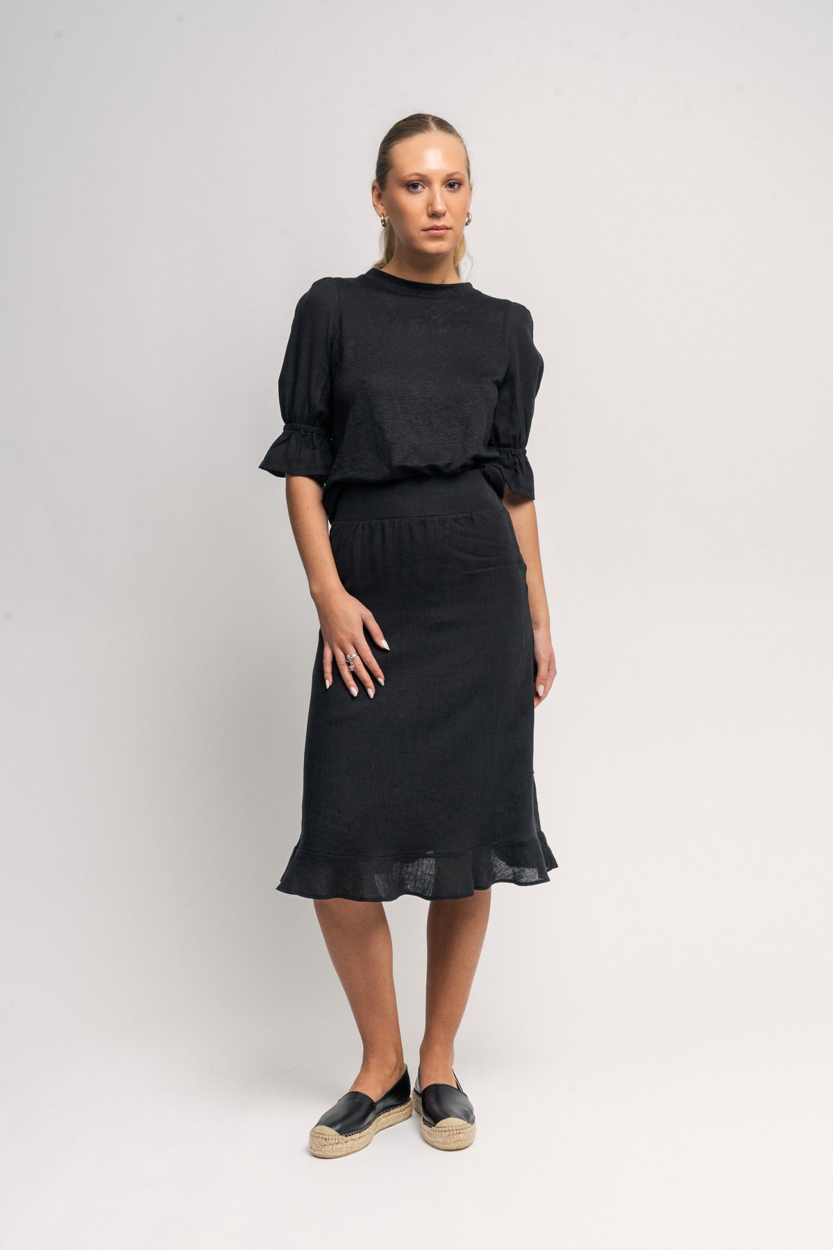 Janna Linen Top - Svart