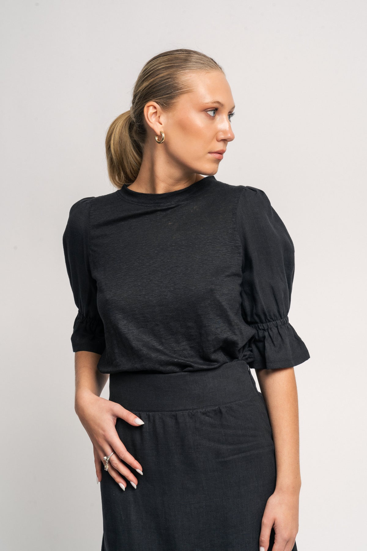 Janna Linen Top - Svart
