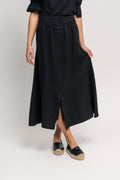 Thea Linen Skirt - Black
