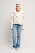 Charlie Jacket Wool Boucle Light Faux Fur - Crème
