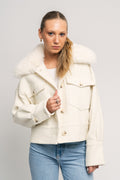 Charlie Jacket Wool Boucle Light Faux Fur - Crème