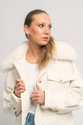 Charlie Jacket Wool Boucle Light Faux Fur - Crème