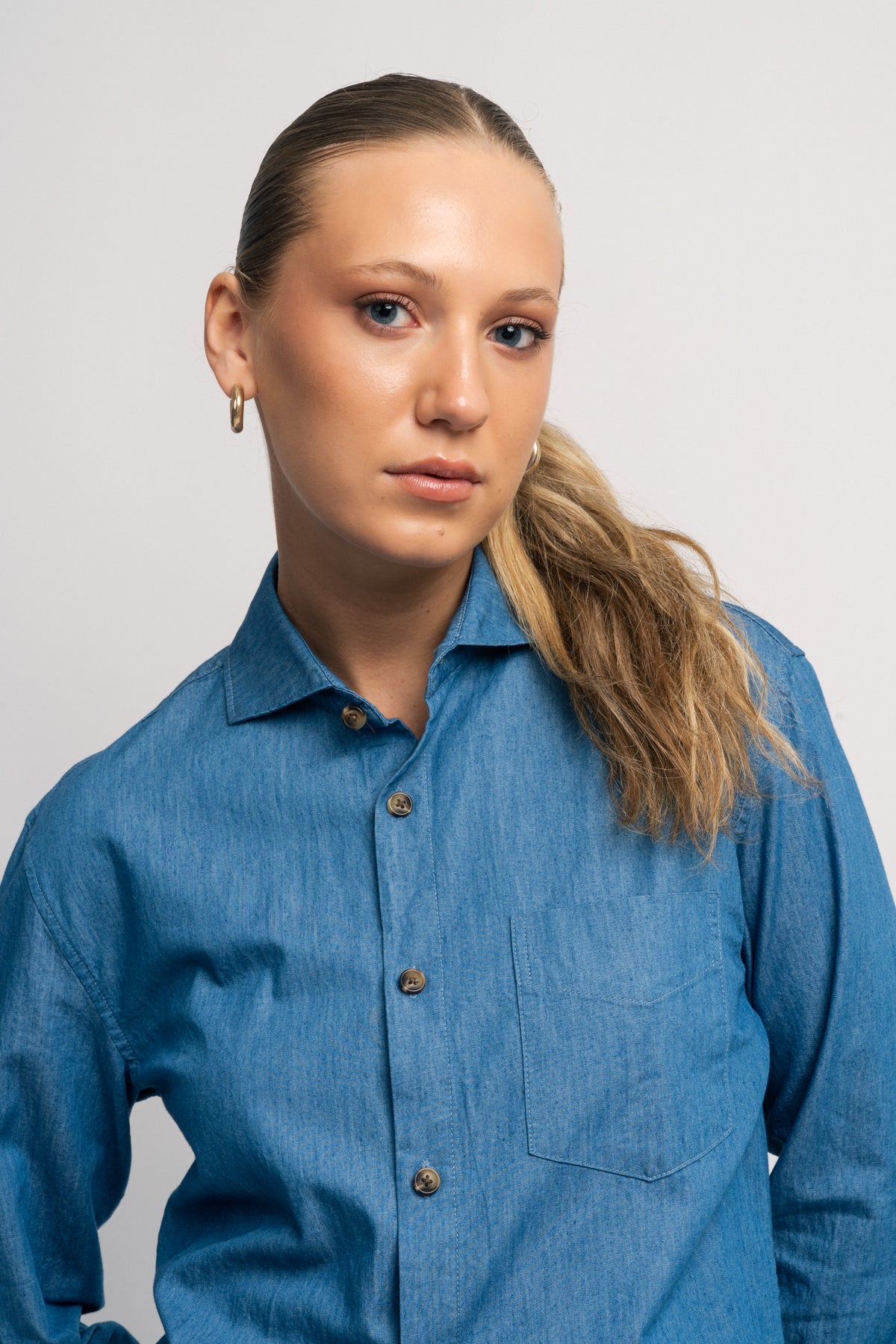 Denim Boyfriend Shirt - Light Blue Denim