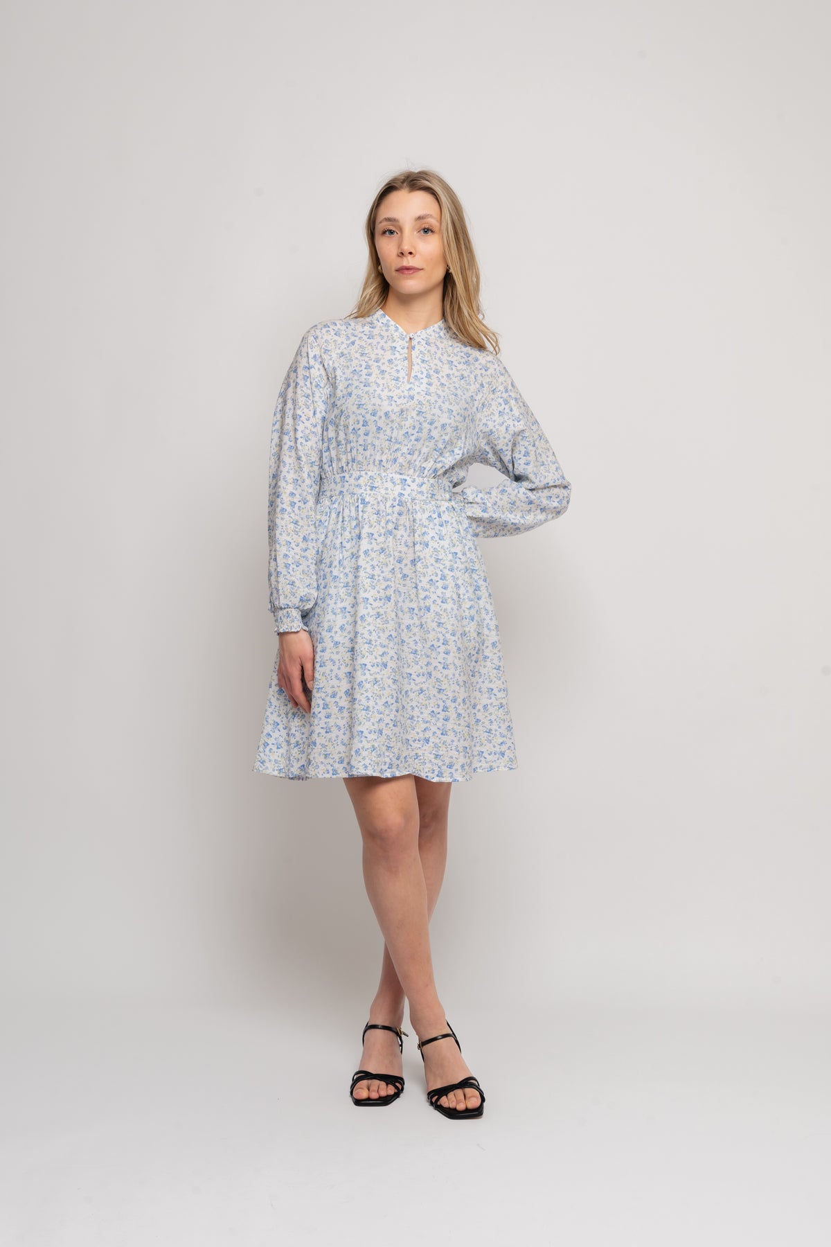 Laurelle Ladonna Dress Aop - Chamb Blue Flw