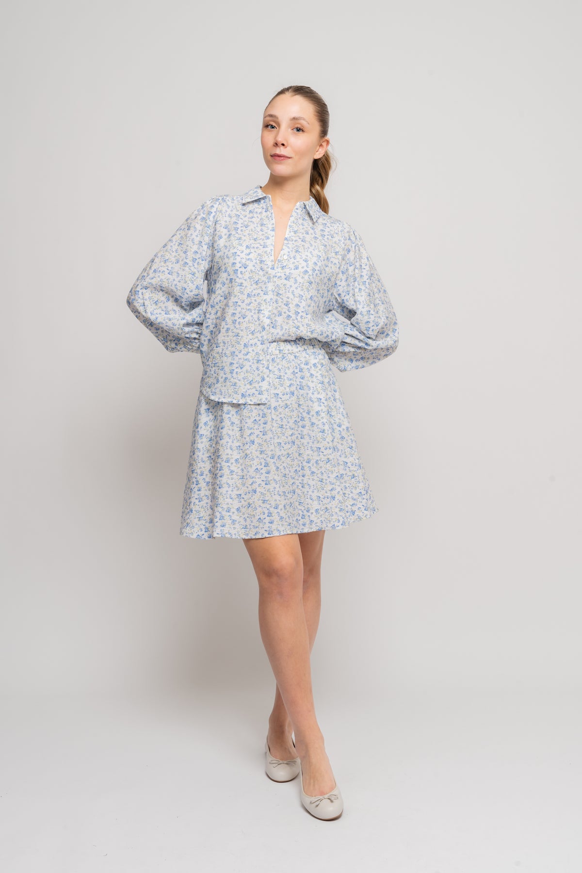 Laurelle Ladonna Shirt Aop - Chamb Blue Flw
