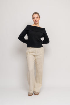 Lulu Off Shoulder Knit - Black