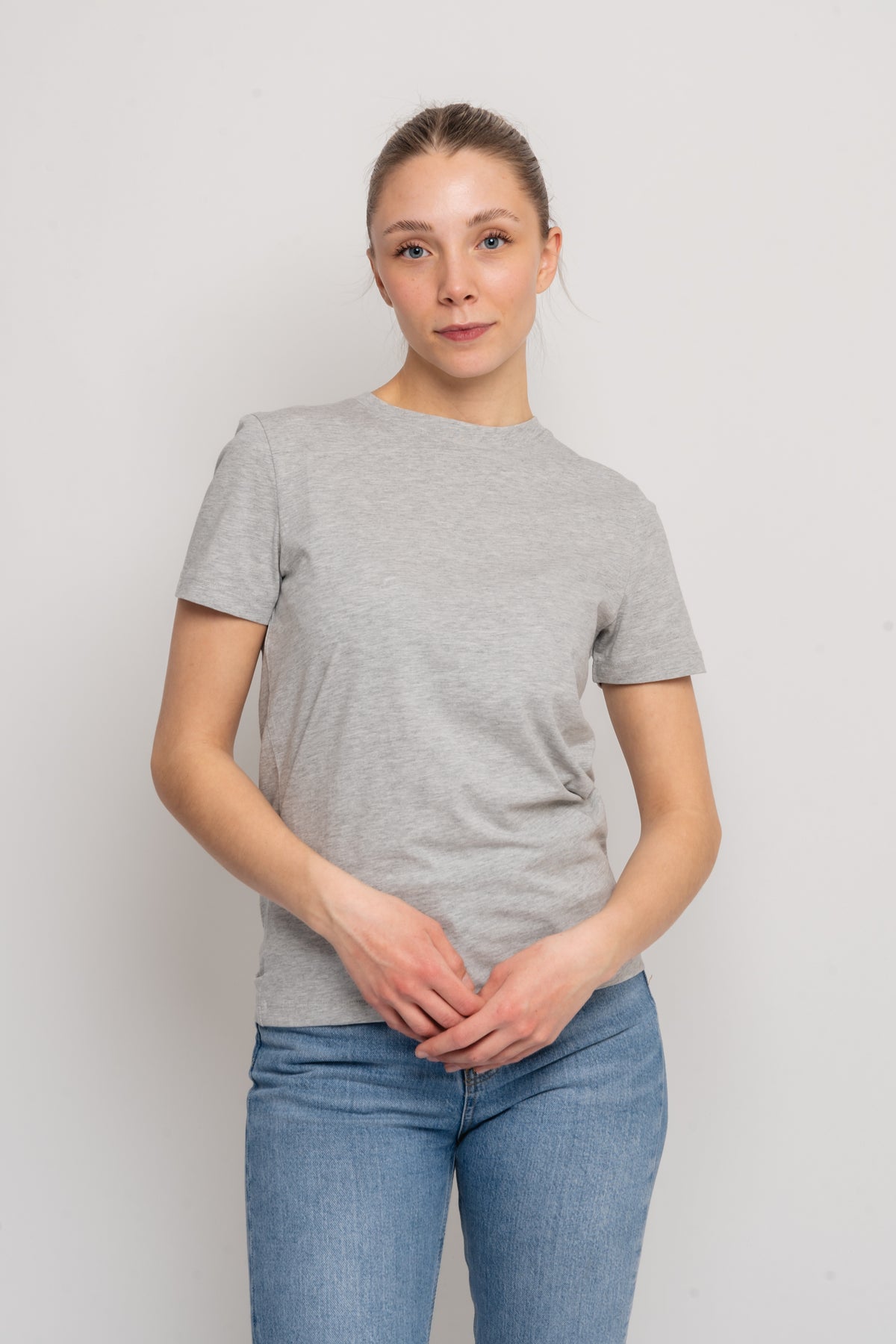 Myessential Ss O-Neck Tee - Ljusgrå Melange