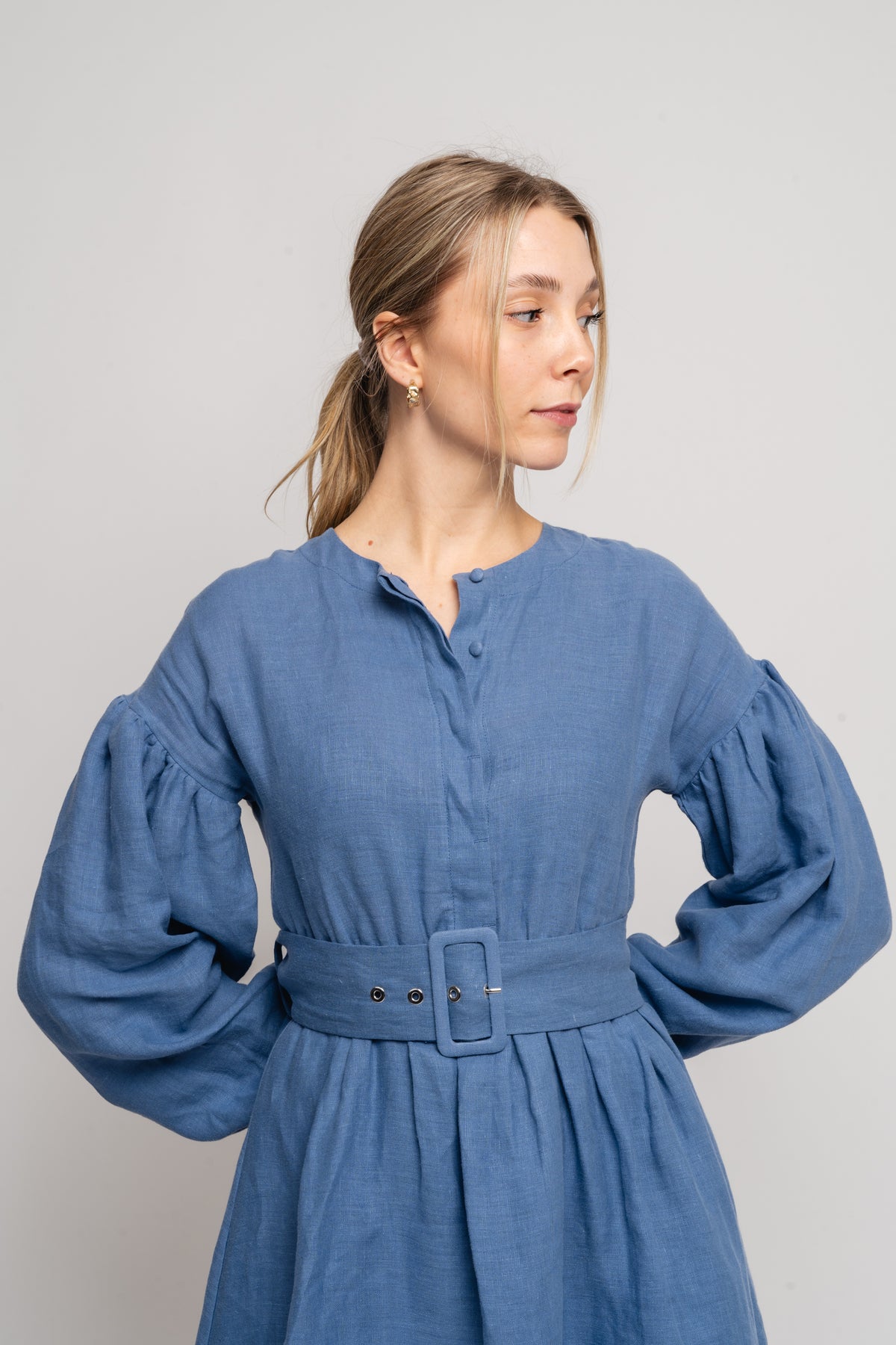 Aino Linen Dress - Jeans Blue