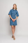 Emmy Ss Midi Denim Dress - Light Blue Denim