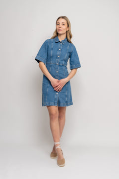 Emmy Ss Midi Denim Dress - Light Blue Denim