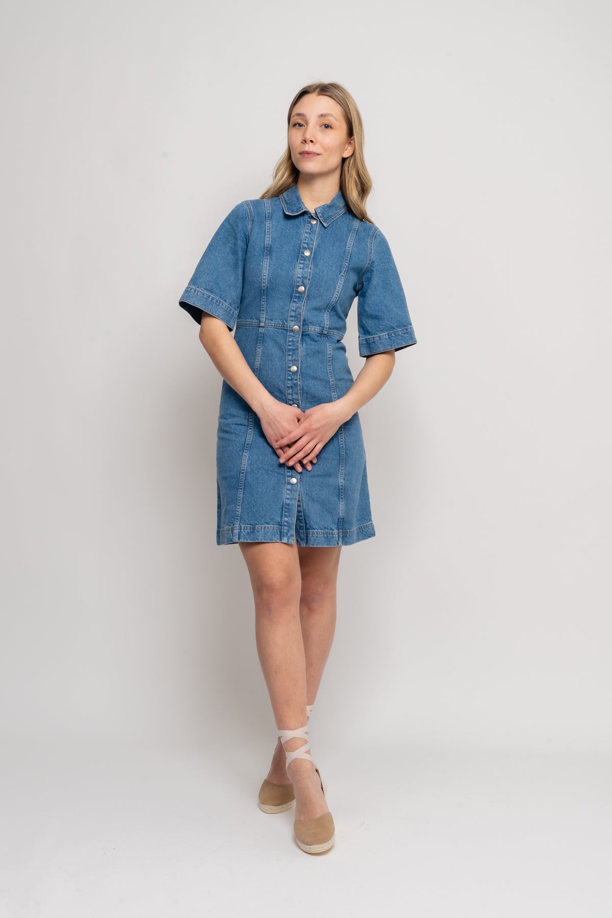 Emmy Ss Midi Denim Dress - Light Blue Denim