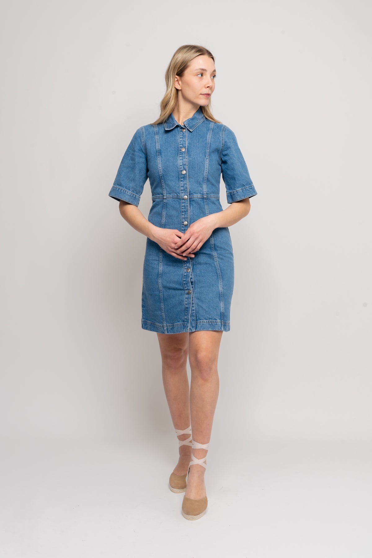 Emmy Ss Midi Denim Dress - Light Blue Denim