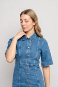 Emmy Ss Midi Denim Dress - Light Blue Denim