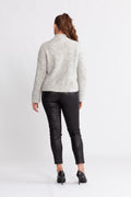 Vera Ls Knit Zip Cardigan - Light Grey Melange