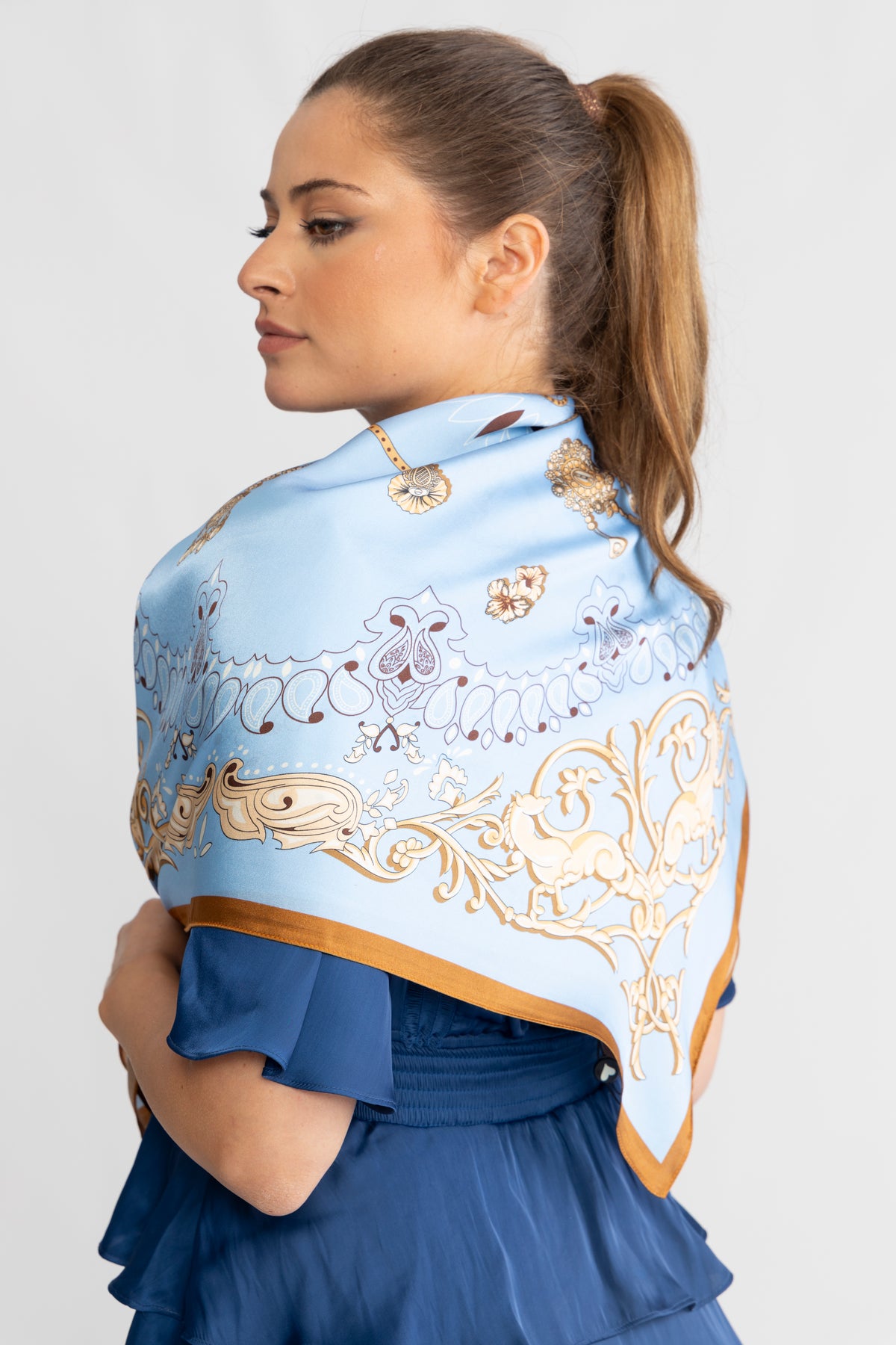 Lola Silk Scarf - Light Blue