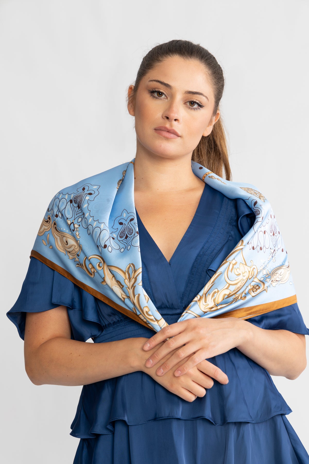 Lola Silk Scarf - Light Blue