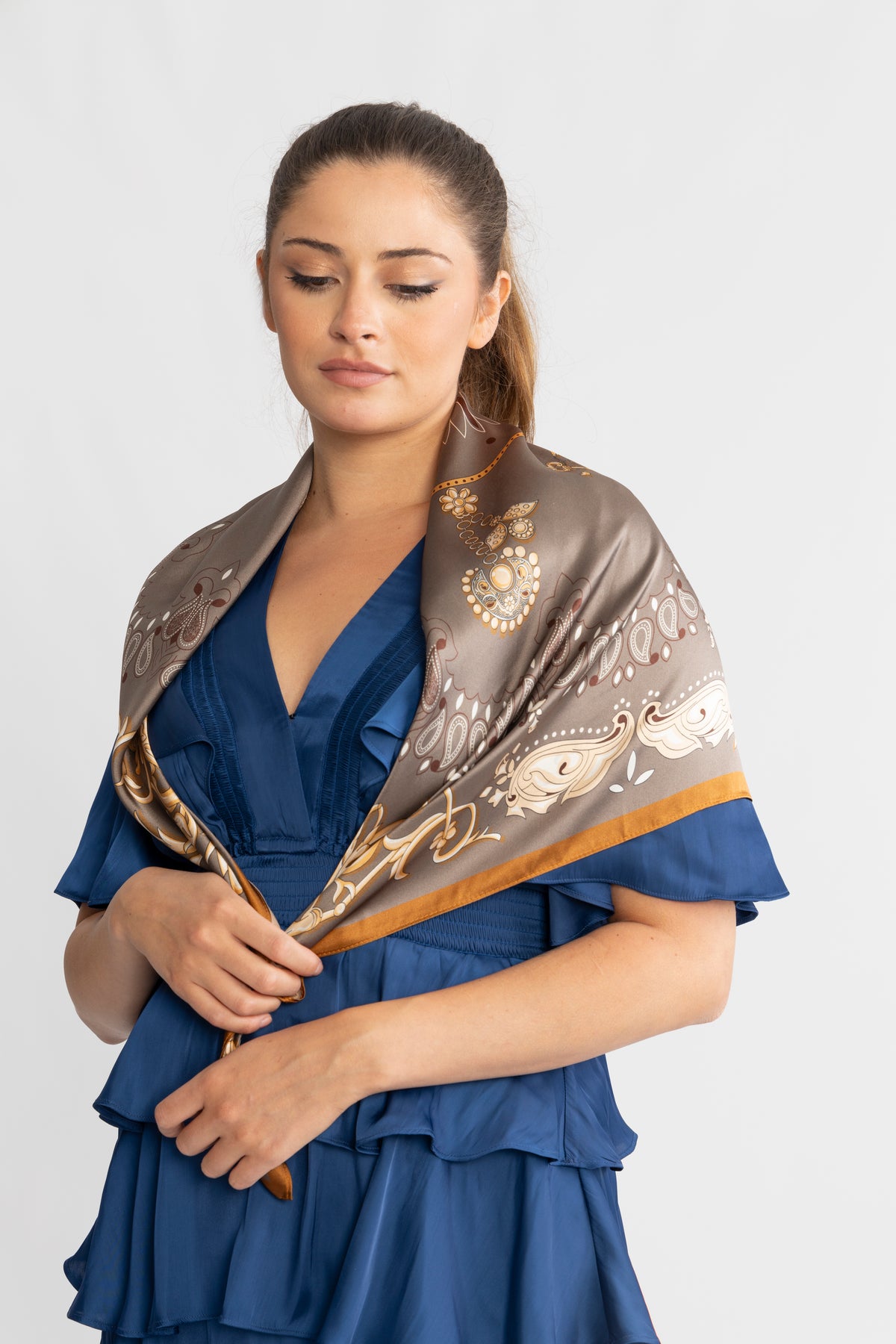 Lola Silk Scarf - Nutmeg