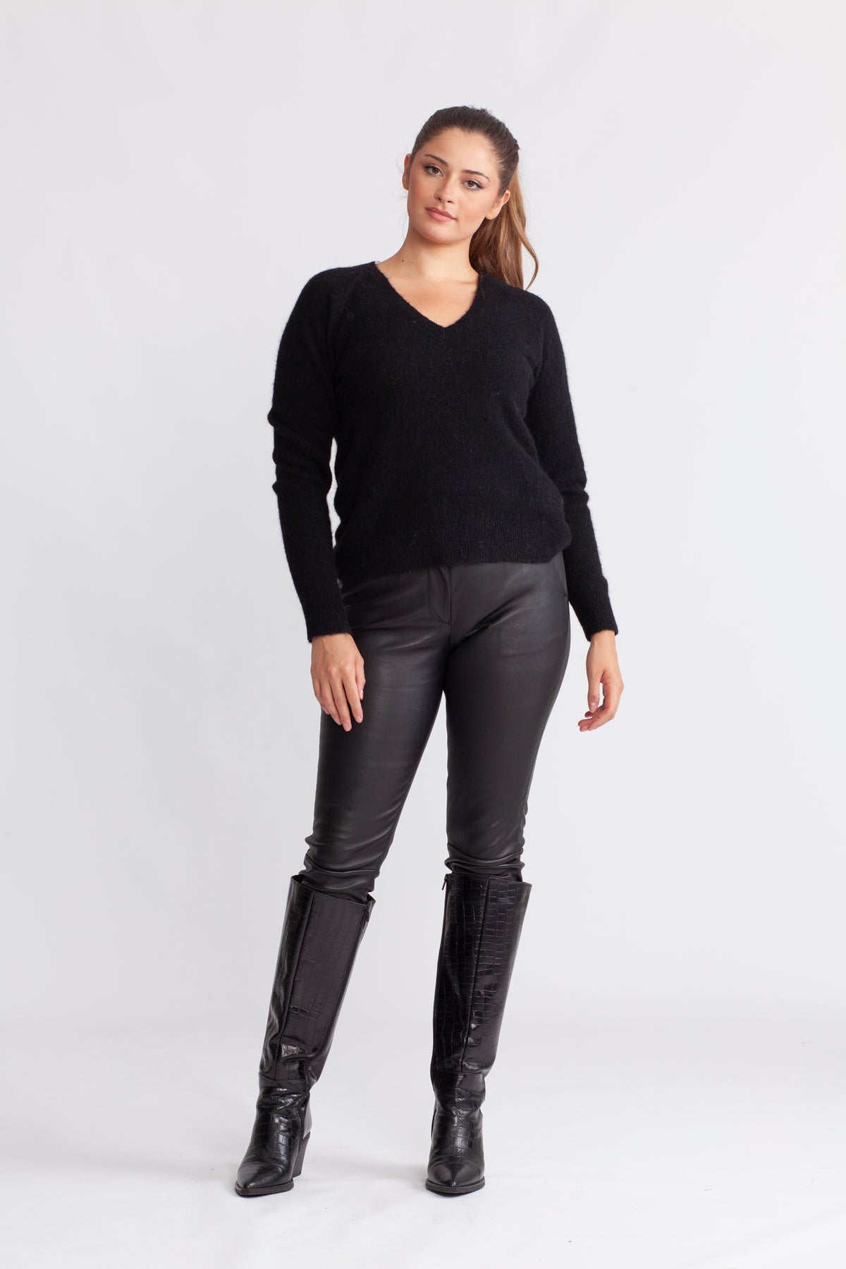 Lulu New Ls Knit V-Neck - Black