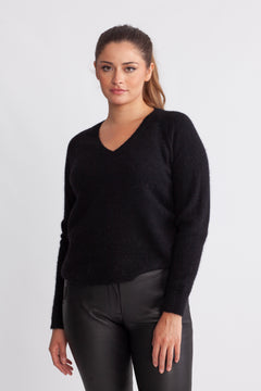 Lulu New Ls Knit V-Neck - Black