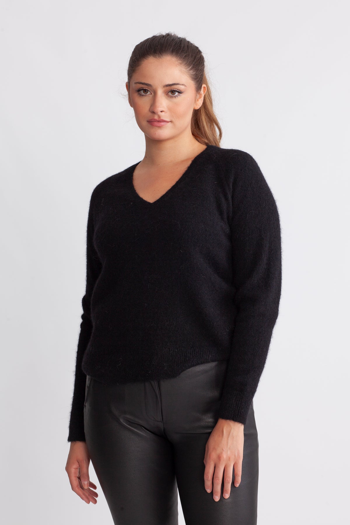 Lulu New Ls Knit V-Neck - Black