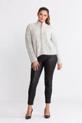 Vera Ls Knit Zip Cardigan - Light Grey Melange